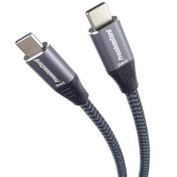PremiumCord Kabel USB 3.2 Gen 1 USB-C moški do USB-C moški, bombažna pletenica, 1 m