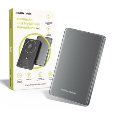 Mobile-origin 5000mAh 3-v-1 tanka kovinska prenosna baterija PB4