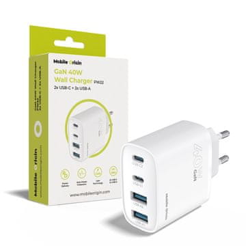 Mobile-origin 40W GaN stenski polnilnik PW22 - 2x USB-C + 2x USB-A