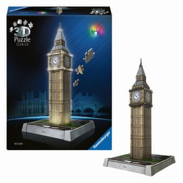 Ravensburger 3D puzzle Iconics: Big Ben (nočna izdaja) 216 kosov