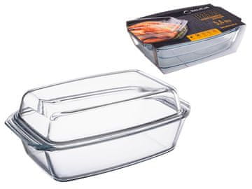 shumee Pravokotna ognjevarna steklena posoda s pokrovom TERMICA 5,4-litrski stekleni pekač za peko