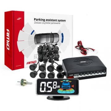 shumee LED 3D senzorji za vzvratno parkiranje spredaj zadaj črni ZLATI 18mm AMIO-03192