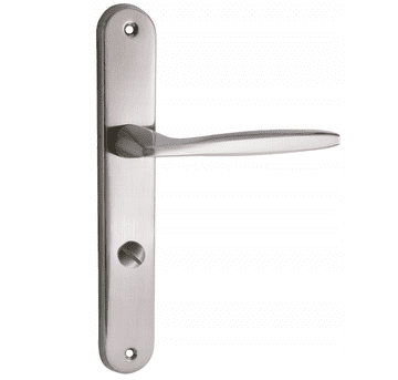 shumee Kljuka za vrata Domino Mia M9 na dolgi plošči s ključavnico za stranišče, nikelj, razmik 72 mm