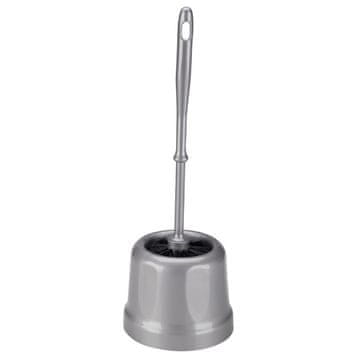 shumee GIANA plastična WC ščetka s posodo, komplet 39 cm, srebrna