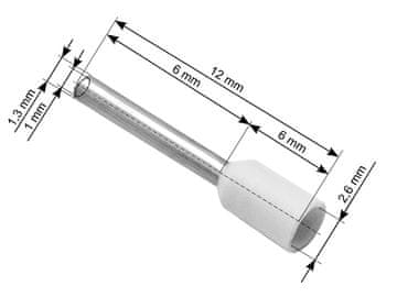 shumee KONČNIKI KABLA Z TULJKOM 0,5/6 MM 100 KOSOV