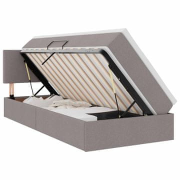 Vidaxl LED Postelja za Shranjevanje z Blazino Taupe 90 x 190 cm Blago