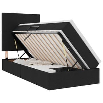 Vidaxl LED Postelja za Shranjevanje z Blazino Črna 90 x 200 cm Blago