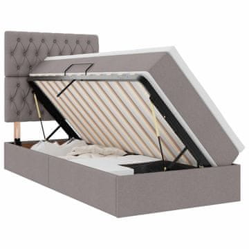 Vidaxl LED Postelja za Shranjevanje z Blazino Taupe 100 x 200 cm Blago