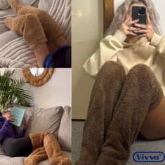 Mormark Udobne tople flis nogavice do kolen, raztegljive in pralne – Rjava | HUGSOCKS