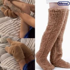 Mormark Udobne tople flis nogavice do kolen, raztegljive in pralne – Rjava | HUGSOCKS