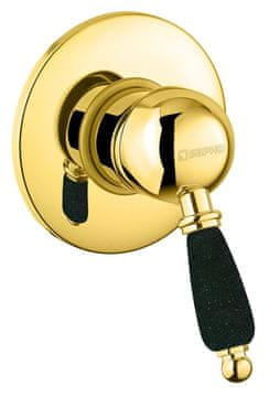 SAPHO KIRKÉ ČRNA podomitna retro prha, 1 izhod, črna ročica, zlata