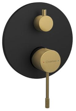 SAPHO SOLARIS Vgradna Tuš Armatura, 2 Izhoda, Črno/Zlato Mat