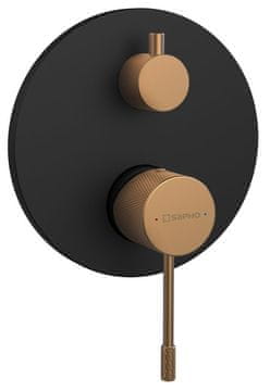 SAPHO SOLARIS vgradna tuš armatura, 2 izhoda, črna/mat baker