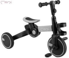 MoMi FILO 3v1 otroški poganjalec, večnamenski, nastavljiv, zložljiv, sivo-črn