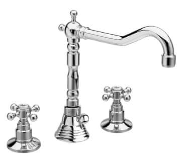 SAPHO ANTEA Retro Tříprvková Umyvalniška Armaturo s Izpustom, Krom