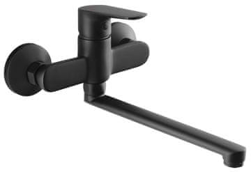 AQUALINE AQUALINE Črna Mat Stenska Armatura LOTTA s Ploščatim Izlivom