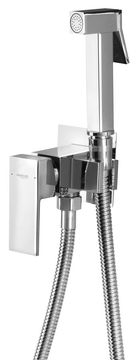 AQUALINE Vgradna kromirana bidetna armatura s stop prho, 1,2m cev, kvadraten dizajn