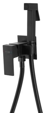 AQUALINE Vgradna bide mešalna armatura s pršilko, kvadratna, črna mat