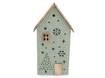 Božična hiška iz filca z lučkami - zelena žajbljeva luč