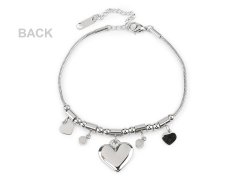 Zapestnica iz nerjavečega jekla s srcem - srebrna