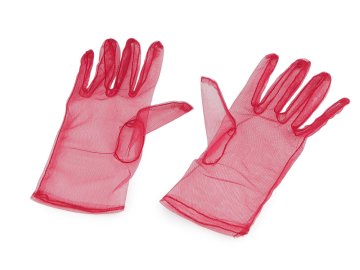 Party rokavice iz tila - rdeče temne