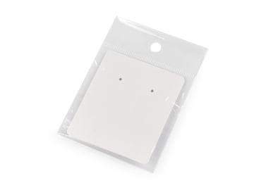 Papirnata kartica za uhane z vrečko z evro zaveso 5x6 cm - bela (200 kosov)