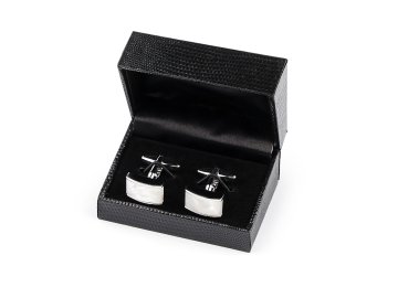 Manšetni gumbi z biserom v škatlici - srebrni biser