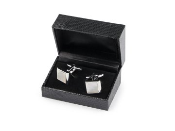 Manšetni gumbi z biserom v škatlici - srebrni biser