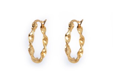 Uhani iz nerjavečega jekla - krogi - zlati