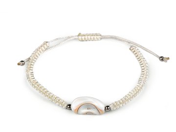 Zapestnica shamballa - bež in bela