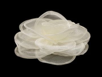 Broška / okras za lase cvet iz organze Ø10,5 cm - smetana svetlo