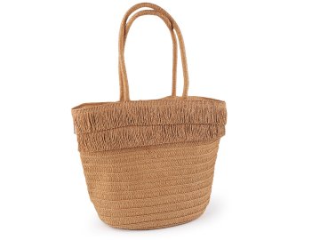 Komplet poletnega klobuka / slamnatega klobuka in torbe - rjava naravna