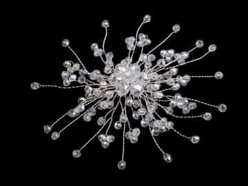 Broška z brušenimi steklenimi kroglicami Ročno izdelano - kristalno srebro