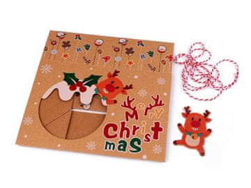 Božična darilna škatla s kartico in priponko z imenom - rjavi naravni severni jelen