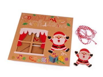 Božična darilna škatla s kartico in priponko z imenom - rjava naravna Santa