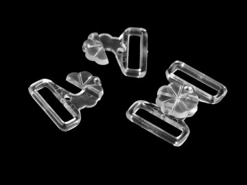 17 mm široki plastični gumbi za zapenjanje kopalk - prozorni (20 parov)