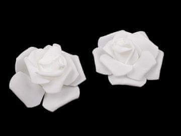 Okrasek iz pene v obliki vrtnice Ø7-8 cm - bela (10 kosov)