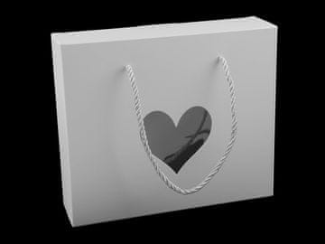 Papirnata škatlica s prosojnostjo srca in zvito vrvico - bela (3 kosi)