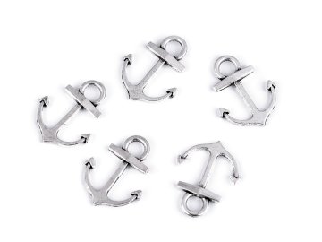 Obesek sidro - (14x18 mm) platina (5 kosov)
