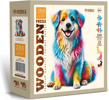 WOODEN CITY Lesena sestavljanka Mavrični pes 250 kosov