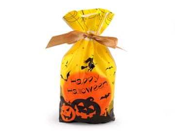 Vrečka s satenastim trakom Halloween 15x22,5 cm - rumena črna (5 kosov)