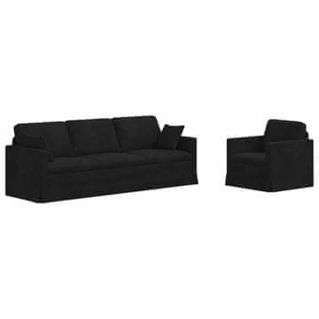 Vidaxl Kavčna garnitura 2 pcs Črna 228 x 78 x 80 cm Žamet