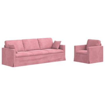 Vidaxl Kavčna garnitura 2 pcs Roza 228 x 78 x 80 cm Žamet