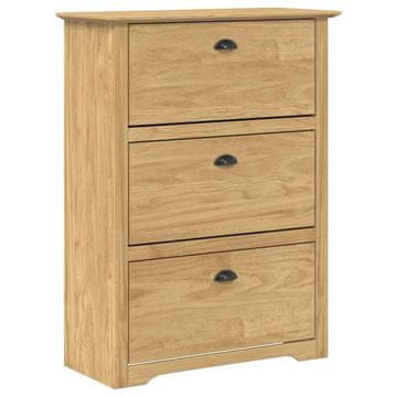 Vidaxl Polica za čevlje s predalom BODO Medeno rjava 80 x 35 x 118 cm