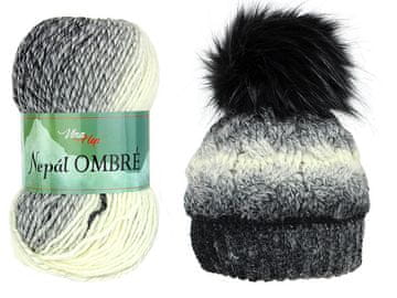 Pletena preja Nepal ombré 100 g - (7409) temno siva
