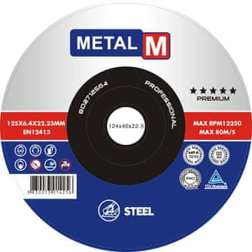 Metal M brusna plošča 125x6.4x22.23 T27, 25 kosov