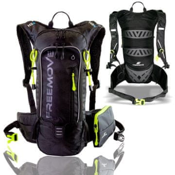 FREEMOVE Športni kolesarski nahrbtnik 10L - črna, pripravljen za hidracijski meh, snemljiv žepek za telefon, popolnoma nastavljiv, MTB kolesarski, pohodniški, za tek, trail ali dnevne pohode, moški, ženski