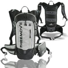 FREEMOVE Športni pohodni nahrbtnik 10L - siva, pripravljen za hidracijski meh, snemljiv žepek za telefon, popolnoma nastavljiv, veliko predalov, kolesarski, pohodniški, za tek ali dnevne pohode, moški, ženski 