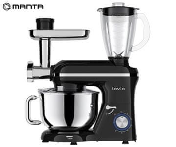 Manta Lovio LVSTM02P ChefAssistant Plus kuhinjski robot, 6,2 L, nerjaveče jeklo, 1900 W, črn (Premium Black) + dodatki
