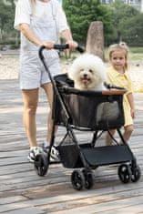 Qplay Bobbie voziček za pse in mačke, odstranljiva košara, do 22kg, črni (QP10C)